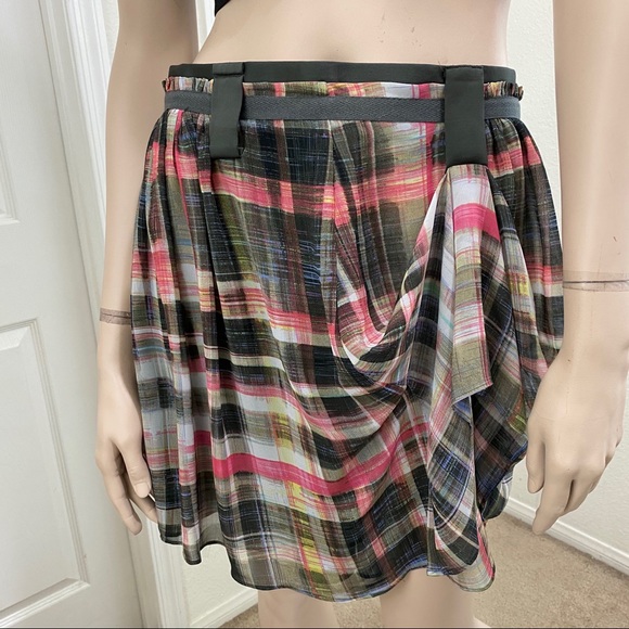 TED BAKER London Plaid Chiffon Skirt Size 2 - Picture 2 of 8